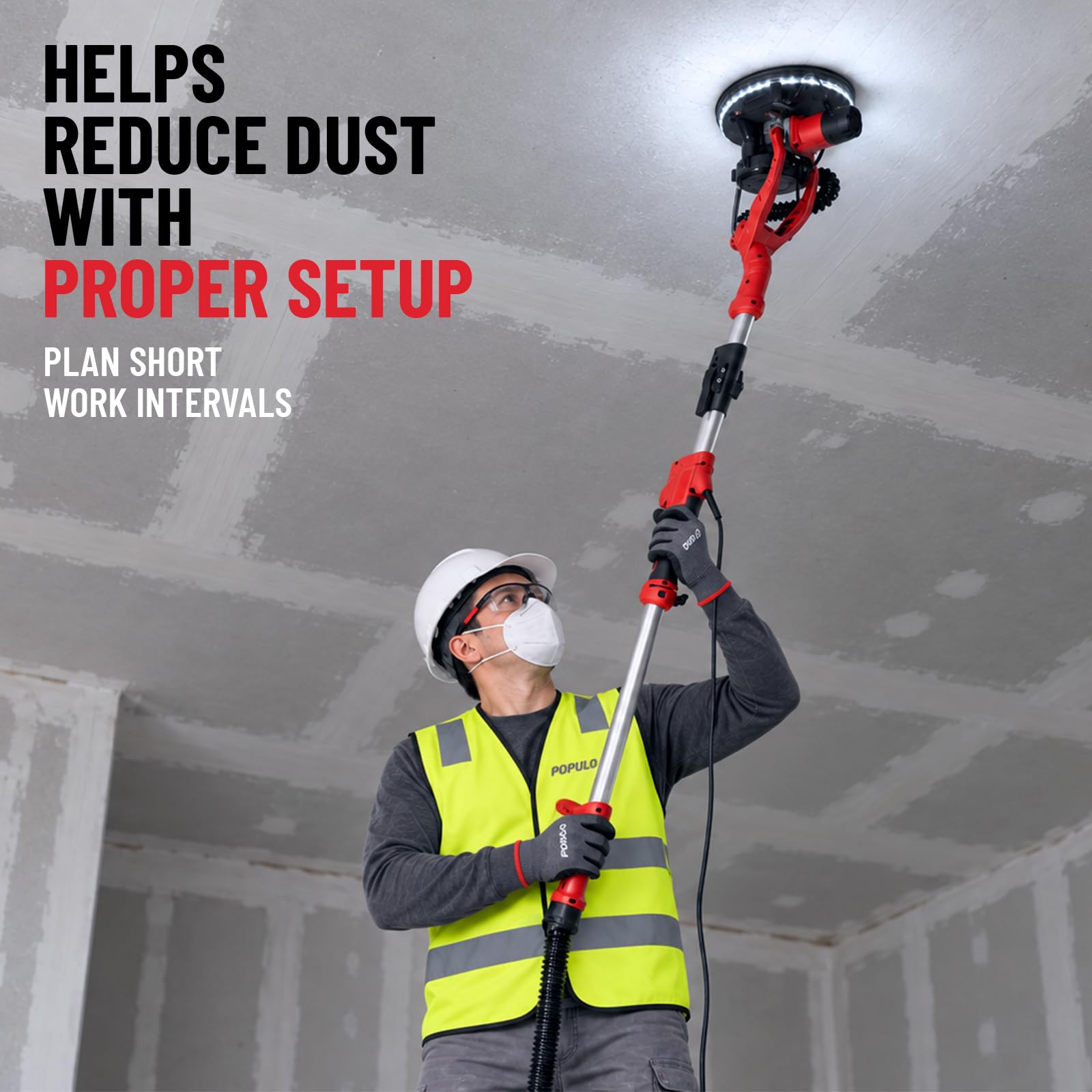 Populo 9-Inch Drywall Sander - Smooth Sanding -5