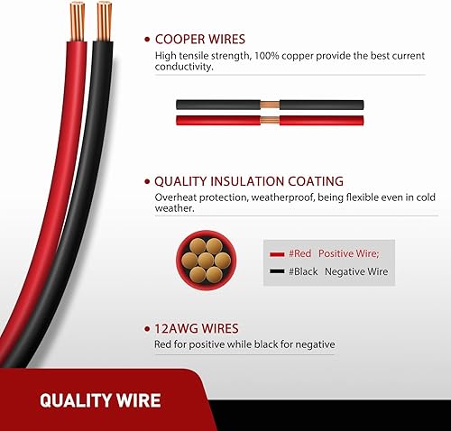 Miniatura 4 de Nilight - 10040W Paquete de 2 enchufes de alimentación SAE de 12 AWG con puerto de pared lateral, panel solar, conector de montaje empotrado, cable