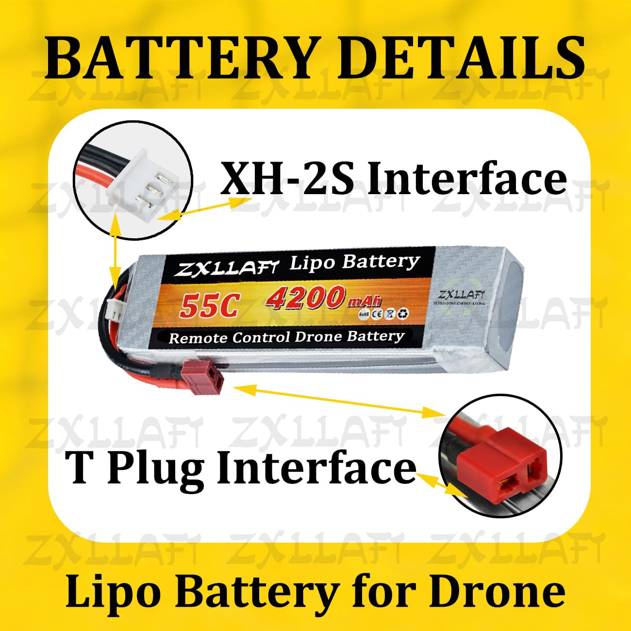 22,2V 6S Batteria per Drone 14,8V 4S Batteria al Litio 11,1V 3S Batterie LiPo 55C Batterie Ricaricabili per Aeromodelli e Alimentazione di Riserva con BMS