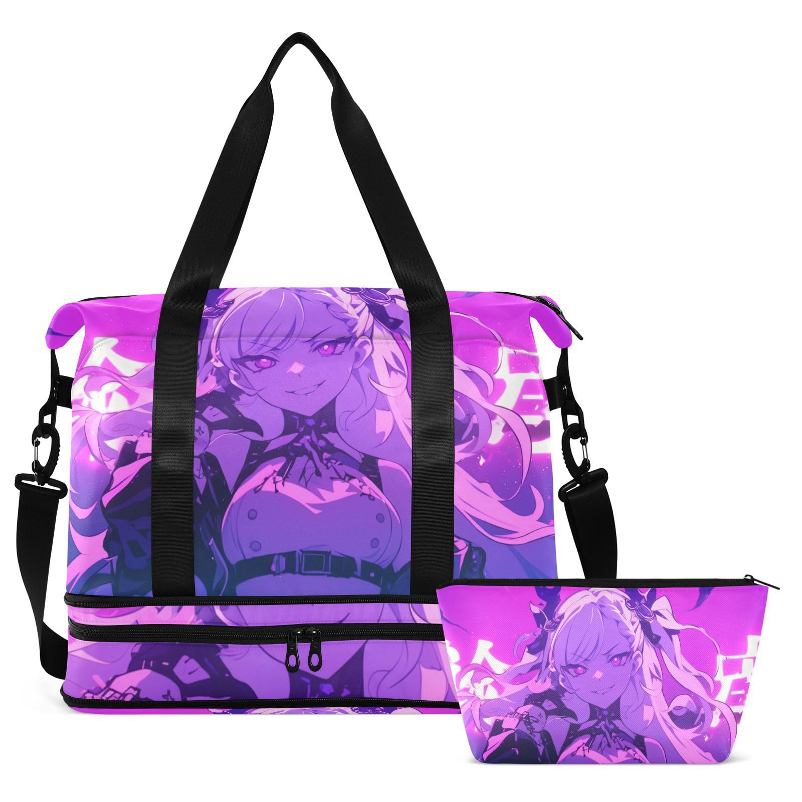 Evil Purple Anime torby marynarskie z mokrą kieszenią regulowany pasek sportowa siłownia torba na ramię do podróży wodoodporna dla mężczyzn kobiet