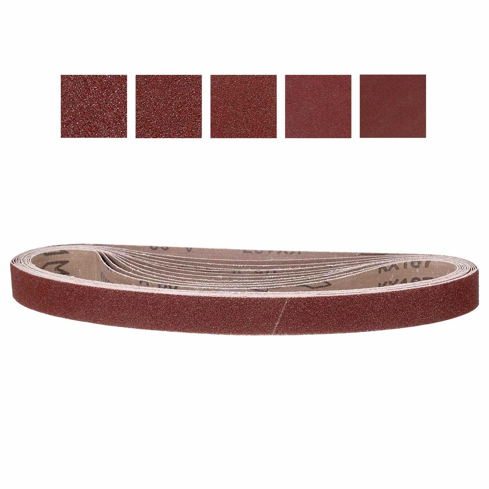CoCud 25mm x 762mm Sanding Belt, 10 Pcs 40/60/100/180/320 Grit Knife Sharpener Belts Work Sharpening for Belt Sander Knife Carving Tool Metal Working