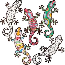 Baker Ross FN194 Gecko Lizard Colour-in Window Decorations - Pack of 15, Stained Glass Effect Kids Craft