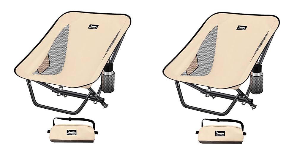 DesertFox アウトドアチェア 折りたたみ パイプ椅子 ベージュ 2脚 DesertFox アウトドアチェア 折りたたみ パイプ椅子 ベージュ 2