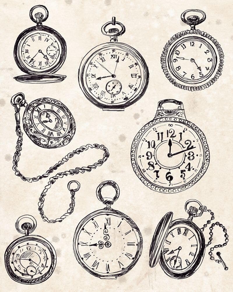 Pocket Watch Sketches II Poster Print - June Erica Vess (24 x 36)