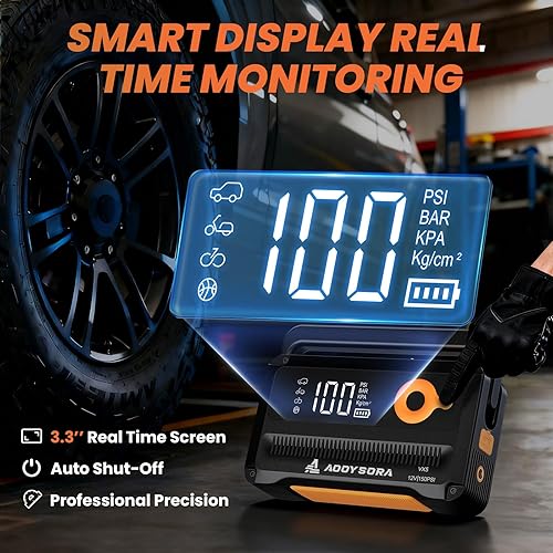 Miniatura 5 de Arrancador de batería de coche 9 en 1 6000A con compresor de aire 26800mAh, caja de salto portátil de 150PSI 12V con inflador de neumáticos de