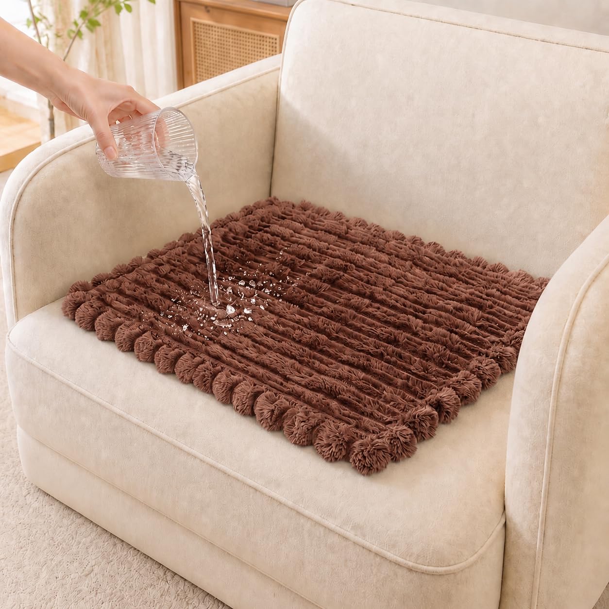 Wnote Thick Leakproof Sofa Cover, LightCoffee,70x70cm | Sofa Slipcovers Washable, Non-slip Sofa Covers 1 2 3 Seaters,Couch Covers Protectors for Dogs,Sofa Covers for Leather Sofa for Living Room