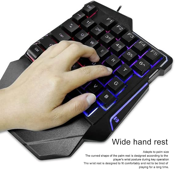 Goshyda One Handed RGB Gaming Keyboard, Professional Ergonomic USB Wired Gaming Keypad with 35 Keys for Desktop Laptop Computer
