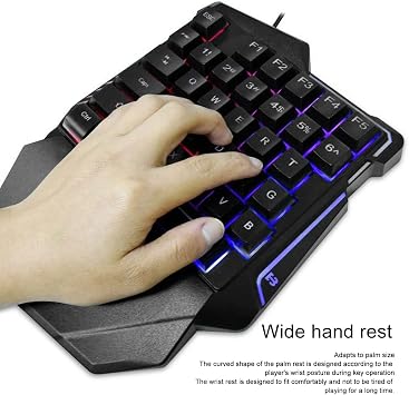 Goshyda One Handed RGB Gaming Keyboard, Professional Ergonomic USB Wired Gaming Keypad with 35 Keys for Desktop Laptop Computer