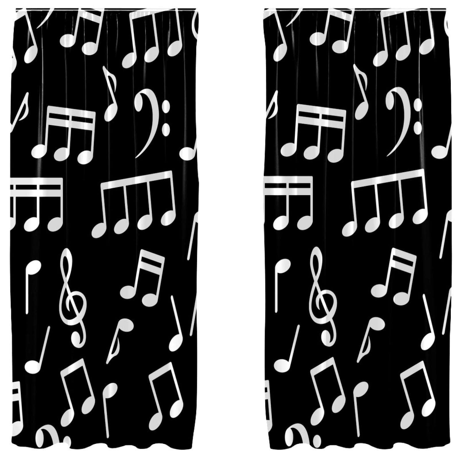 Cortinas opacas con notas musicales para un dormitorio con estilo y descanso total