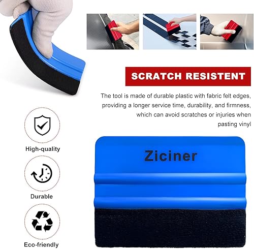 Miniatura 3 de Dickno Juego de herramientas de envoltura de automóvil con borde de fieltro, herramienta de envoltura de vinilo, herramienta de tinte de ventana,