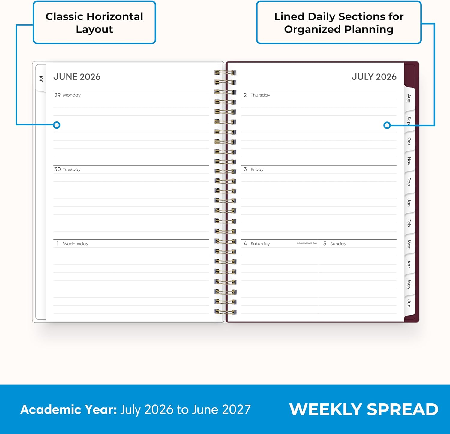 Blue Sky 2026-2027 Weekly & Monthly Academic Planner, 5.875"x8.625", Mayla image 3