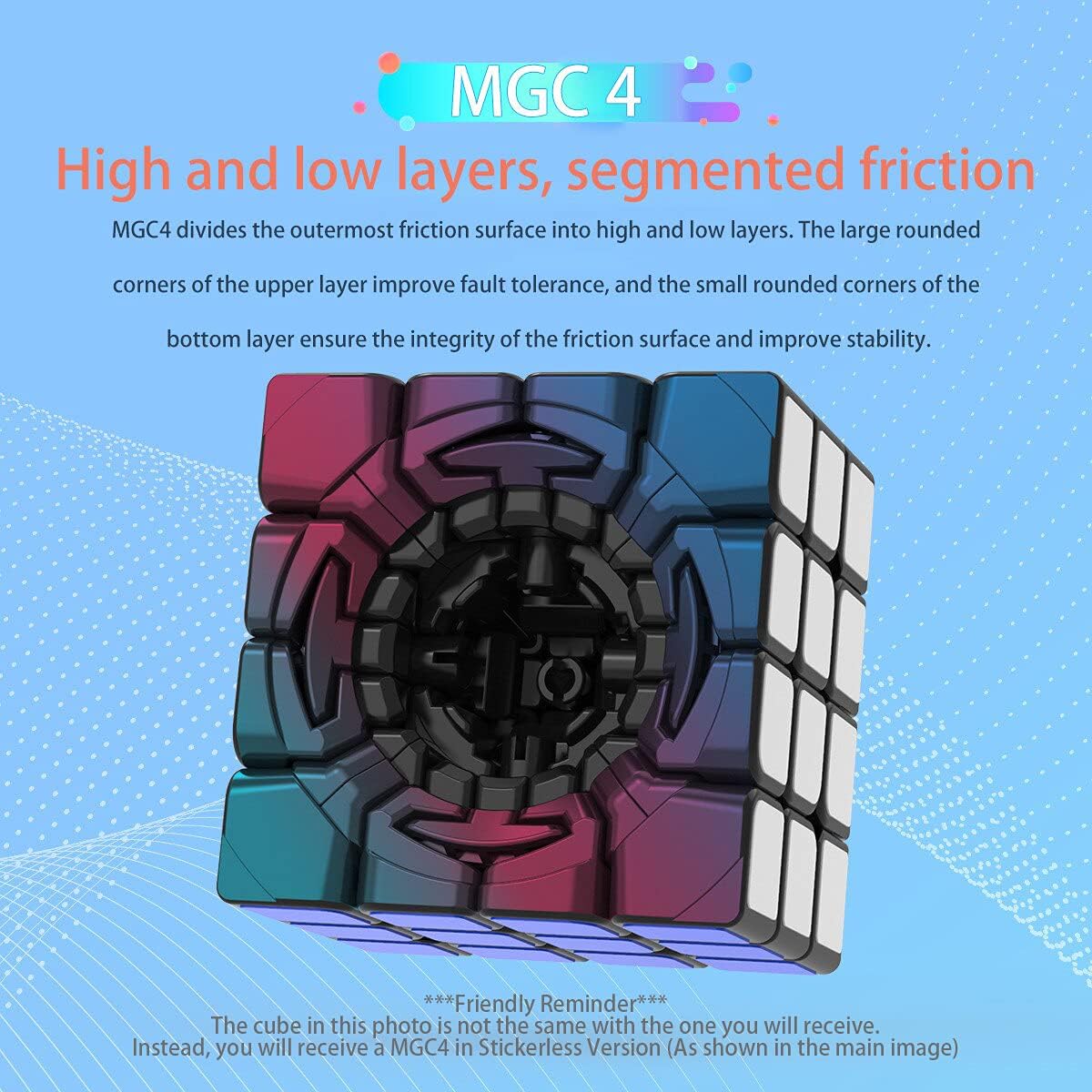 CuberShop YJ MGC 4x4 Magnetic Stickerless Speed Cube, Yj Mgc 4 4x4 Flagship, 4 by 4 yj mgc Professional 60mm stickerless Cube, YongJun MGC Series Best 4x4x4 Speed Cube