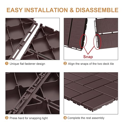 Vista 48 de Goovilla Azulejos de plástico entrelazados para terraza, paquete de 9 pisos de patio al aire libre, azulejos entrelazados de 12 x 12 pulgadas