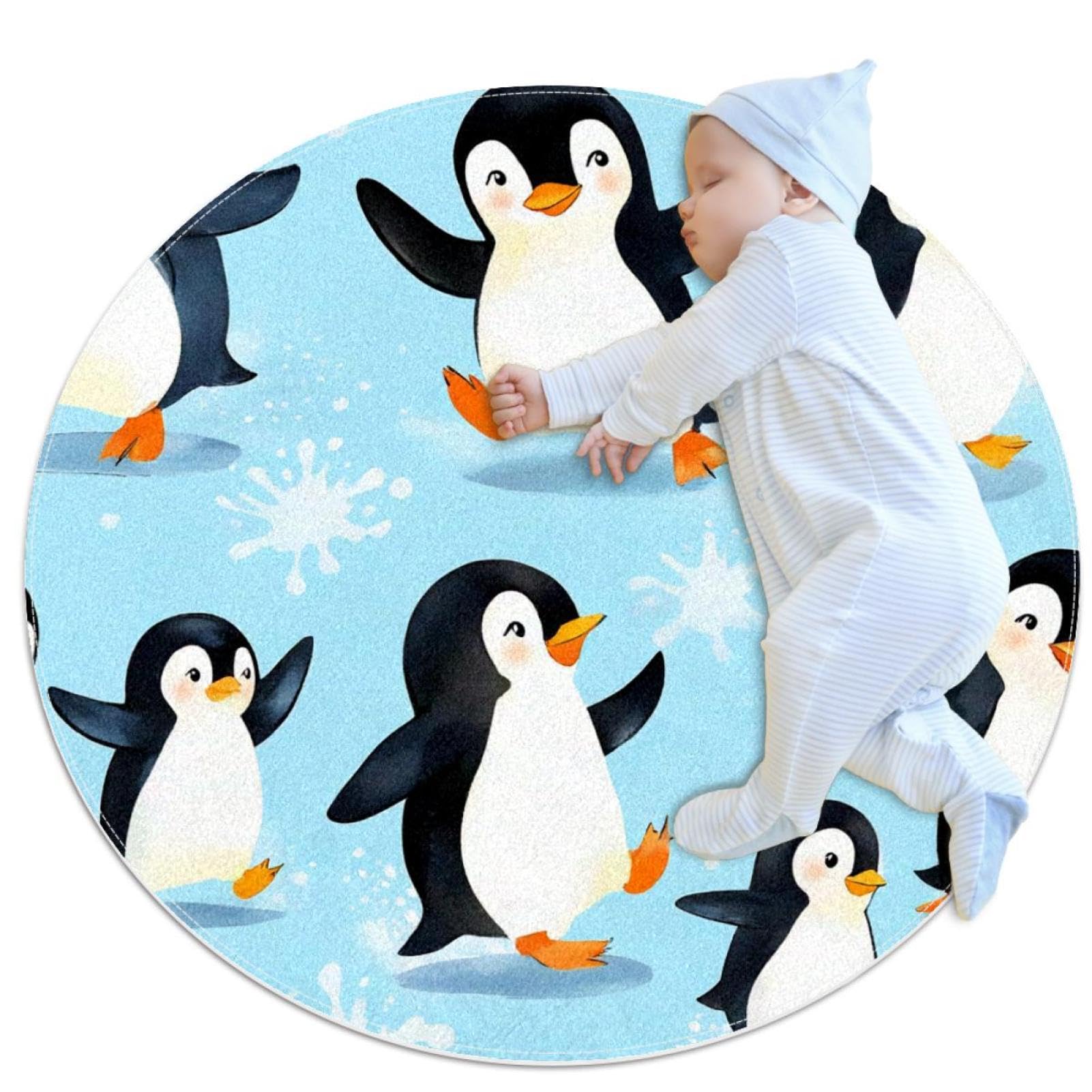 Tapis de bain antidérapant et sécurisé avec motif pingouin rigolo