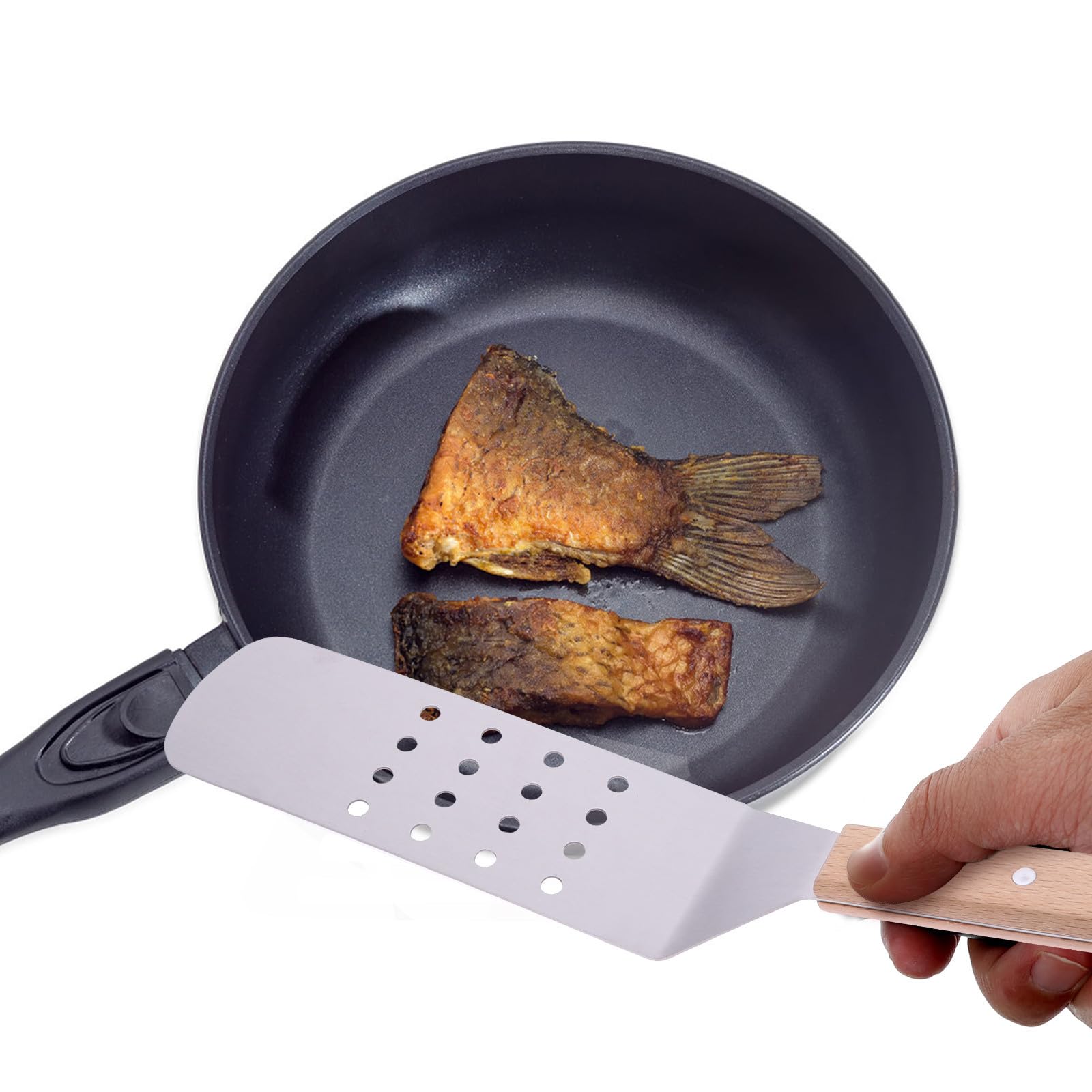 CLISPEED Espátulas Ideales para Deslizar Pizza de Acero Inoxidable Mango de Madera Juego de 5 y Transferir Alimentos Cocina para Cocina