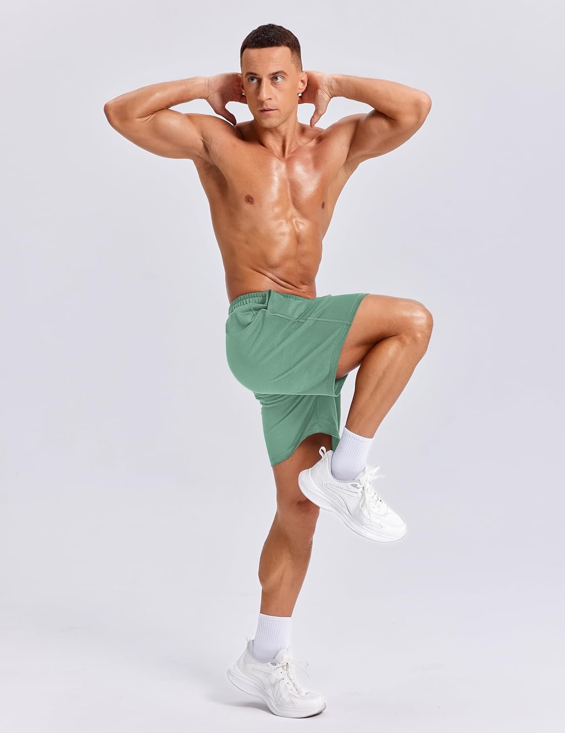 PINSPARK Men's Casual Sweat Shorts 7" Cotton Athletic Running Lounge Shorts with Drawstring Workout Gym Lightweight - Image 5