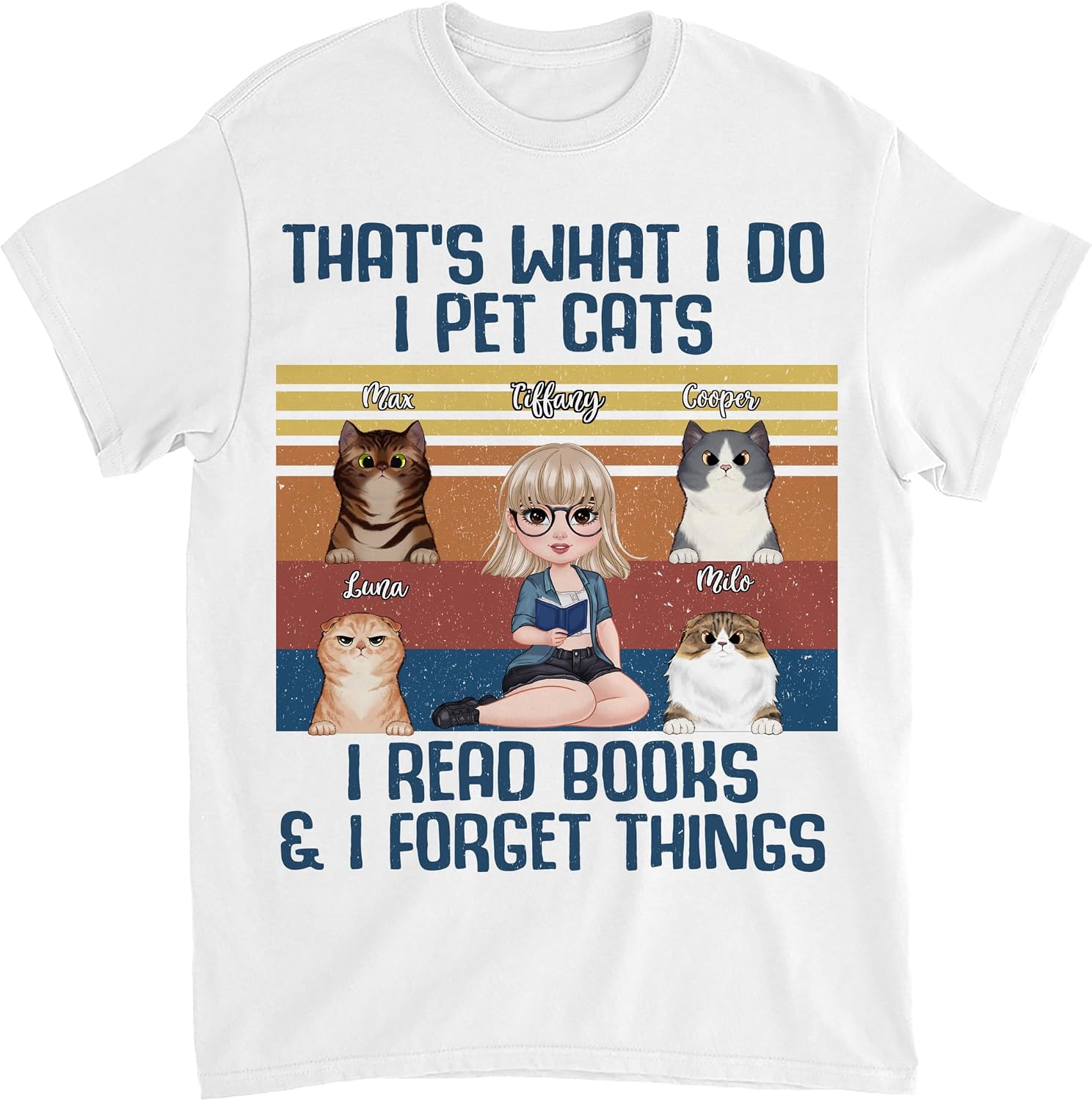 Gossby Personalized Custom Shirt - Once Upon a time There was a Girl who Really Loved Books and Cats That was me The en