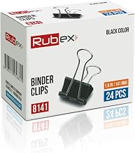 Rubex Binder Clips, Black Large Binder Clips, Jumbo Binder Clips, 1.6 Inch Paper Binder Clips, Big Metal Paper Clamps for Notebooks, Envelopes, Papers in Office, School and Home (1.6 Inch 24 Count)