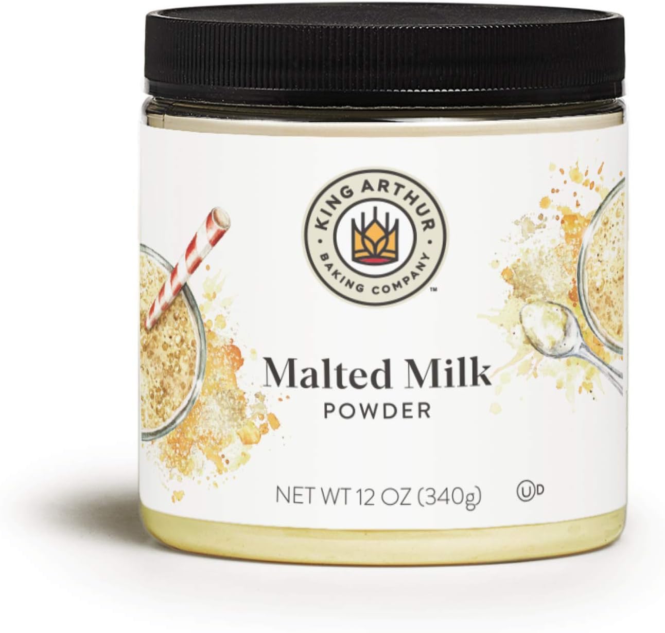 Malted Milk Powder: Premium Baking Ingredient for Classic Diner-Style Sweetness, Ideal for Milkshakes, Pancakes, and Waffles - 12 oz Jar of Authentic Malt Flavor Enhancer
