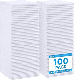 HOMEXCEL White Microfiber Cleaning Cloth, 100 Pack Cleaning Towels for Kitchen, Lint Free, Scratch-Free, Highly Absorbent, and Reusable Cleaning Rags for House, Window and Glass, Cars, 11.5 X11.5 inch