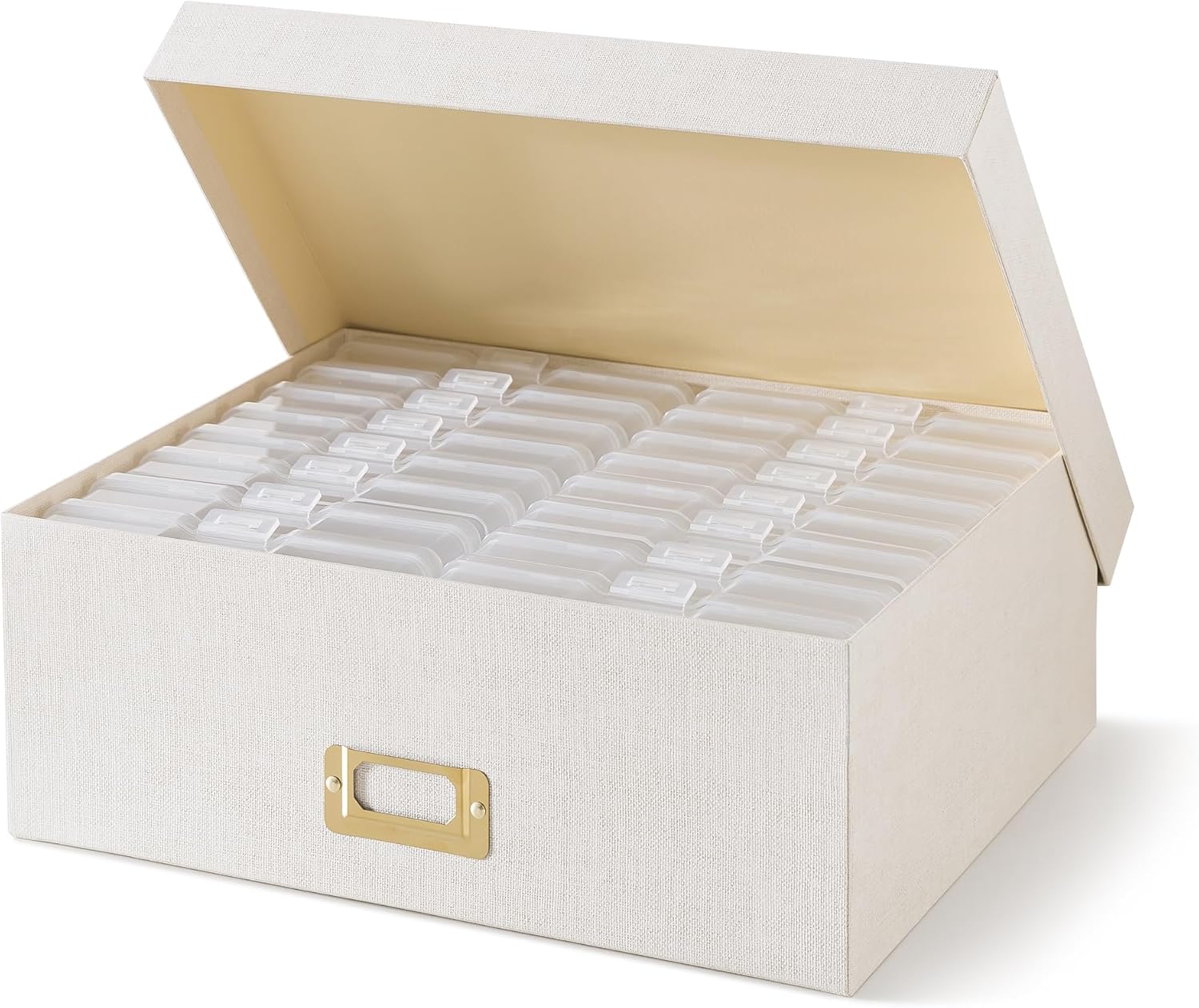 Soul & Lane Photo Storage Box with 16 Inner Cases for 4" x 6" Pictures, Picture Storage Box with Dividers and Label Holder, Photography Organizer for Cards, Keepsakes, Stationery, Scrapbooking, Green