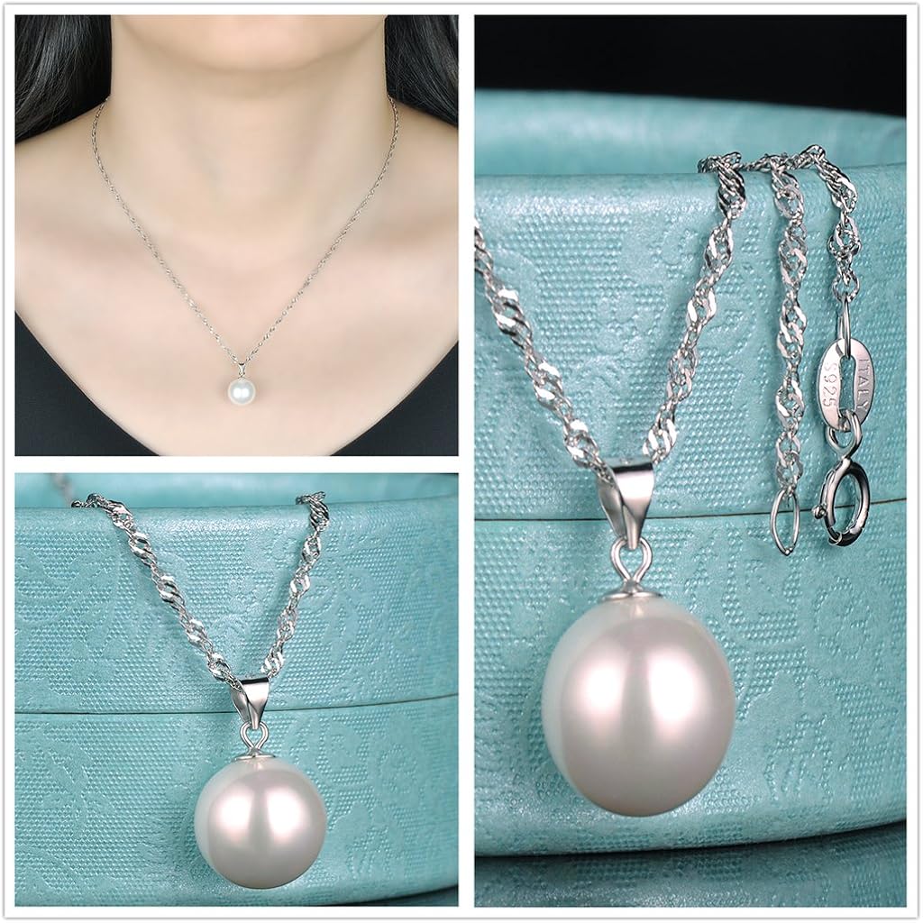 Yumilok Jewelry 925 Sterling Silver Classic Pearls Necklace Bracelets Earring Stud Jewelry Set for Women/Girls - Image 4