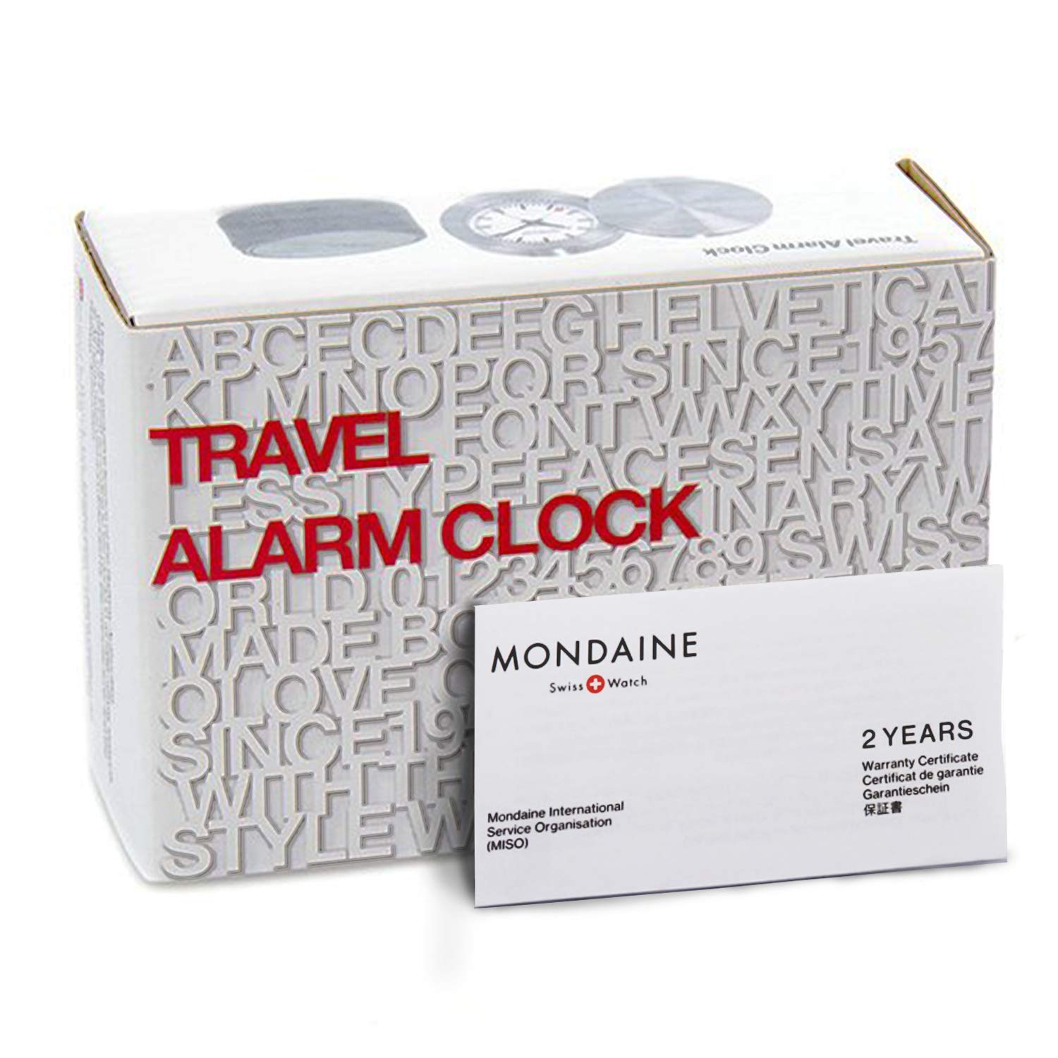 Mondaine - Wecker MSM.64410 Tischuhr 50mm - Bahnhofsuhr aus Messing gehärtetes Mineralglas staubbeständig mit rotem Sekundenzeiger - Tisch Uhr - Hergestellt in der Schweiz
