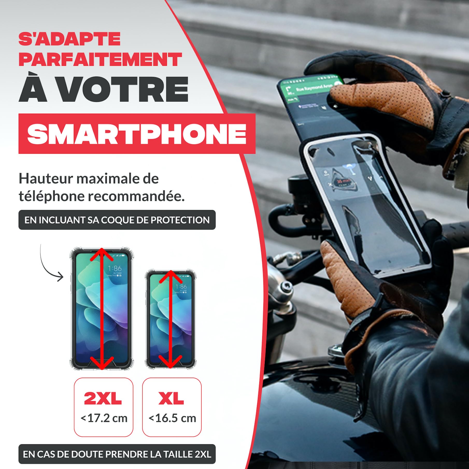 Shapeheart Support Téléphone Moto Pro Magnétique - Fixation Vissée Anti-Vibrations Guidon - Pochette Étanche XL Tactile - Housse Imperméable Moto, Scooter - Système Stable et Amovible