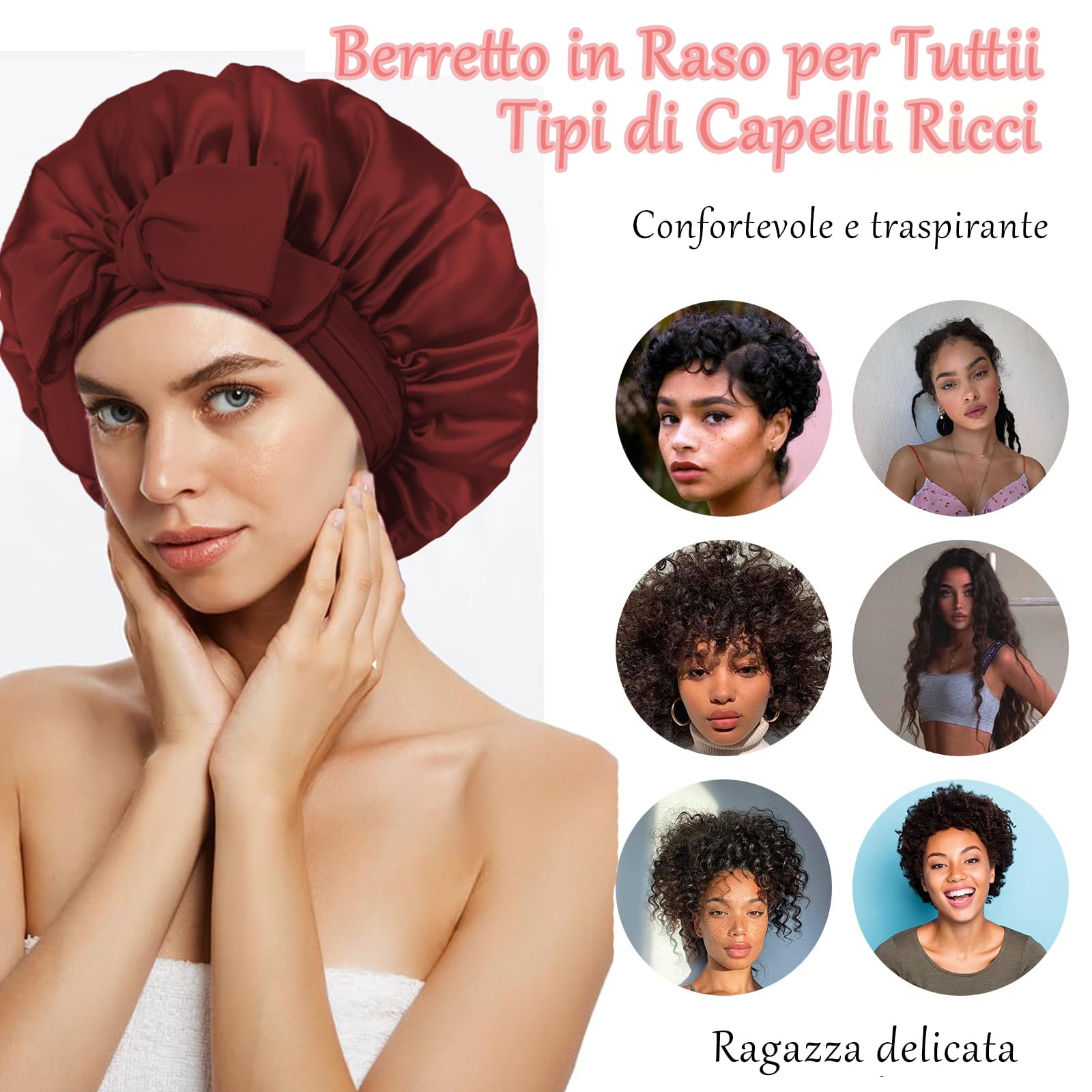 Cuffia Da Notte In Seta Blu Scuro Con Elastico Regolabile – Protezione Capelli Per Dormire, Viaggi E Benessere - 4
