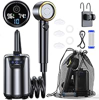 KZBUFCXZ 8000mAh Portable Camping Shower: 10 Spray Modes, Fahrenheit Display, IPX8 Waterproof Pump for Hiking, Travel, Pets & Car Wash