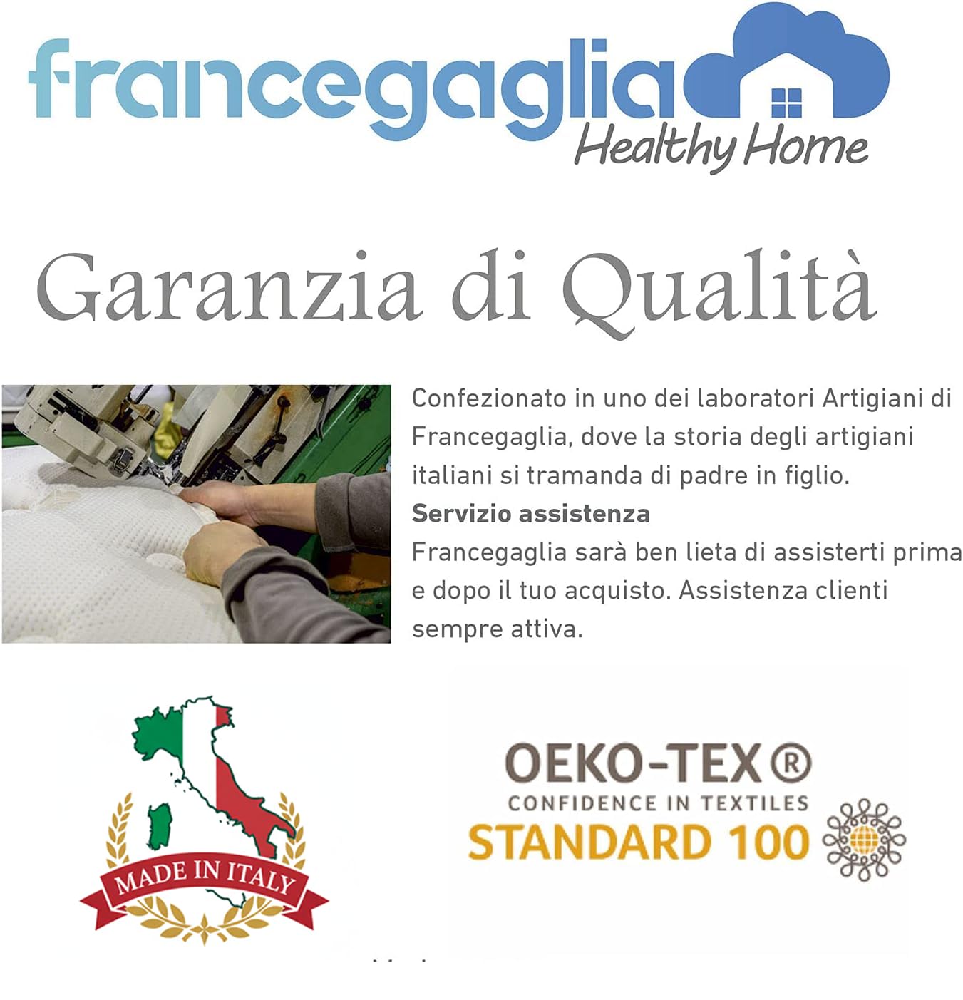 Francegaglia® Materasso Antidecubito per Anziani - Riduce Piaghe da decubito - Materasso ospedaliero - Alto 10cm - Mod. Tiche