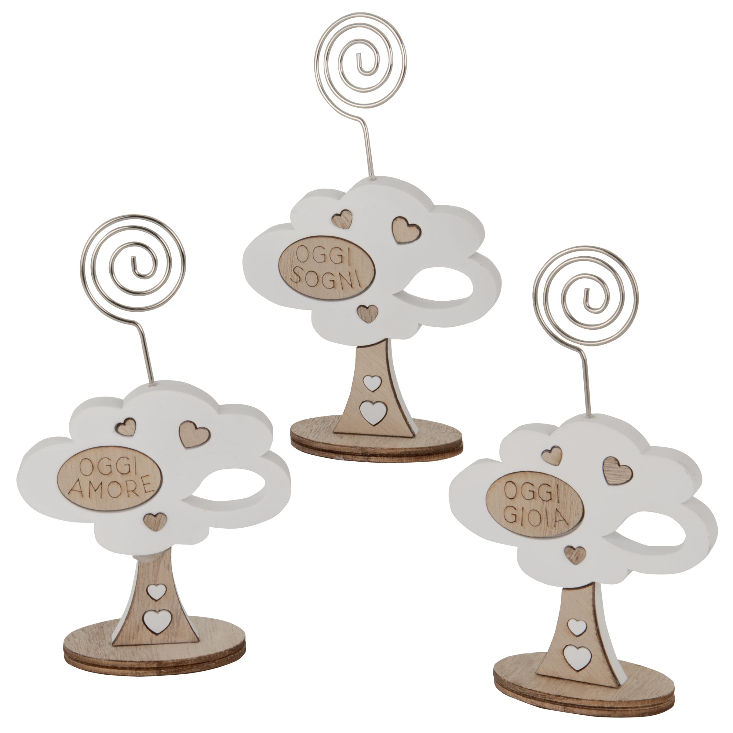 Doni Bomboniere Battesimo 12PZ Memoclip Albero della Vita Decorato Comunione Cresima Matrimonio Compleanno con Cuoricini e Frasi Oggi Amore Gioia Sogni Idee Regalo Originali Economiche