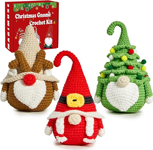 MAGIMUSE Kit de ganchillo de Navidad para principiantes, kits de inicio de ganchillo para adultos y niños, kit de animales de ganchillo Amigurumi