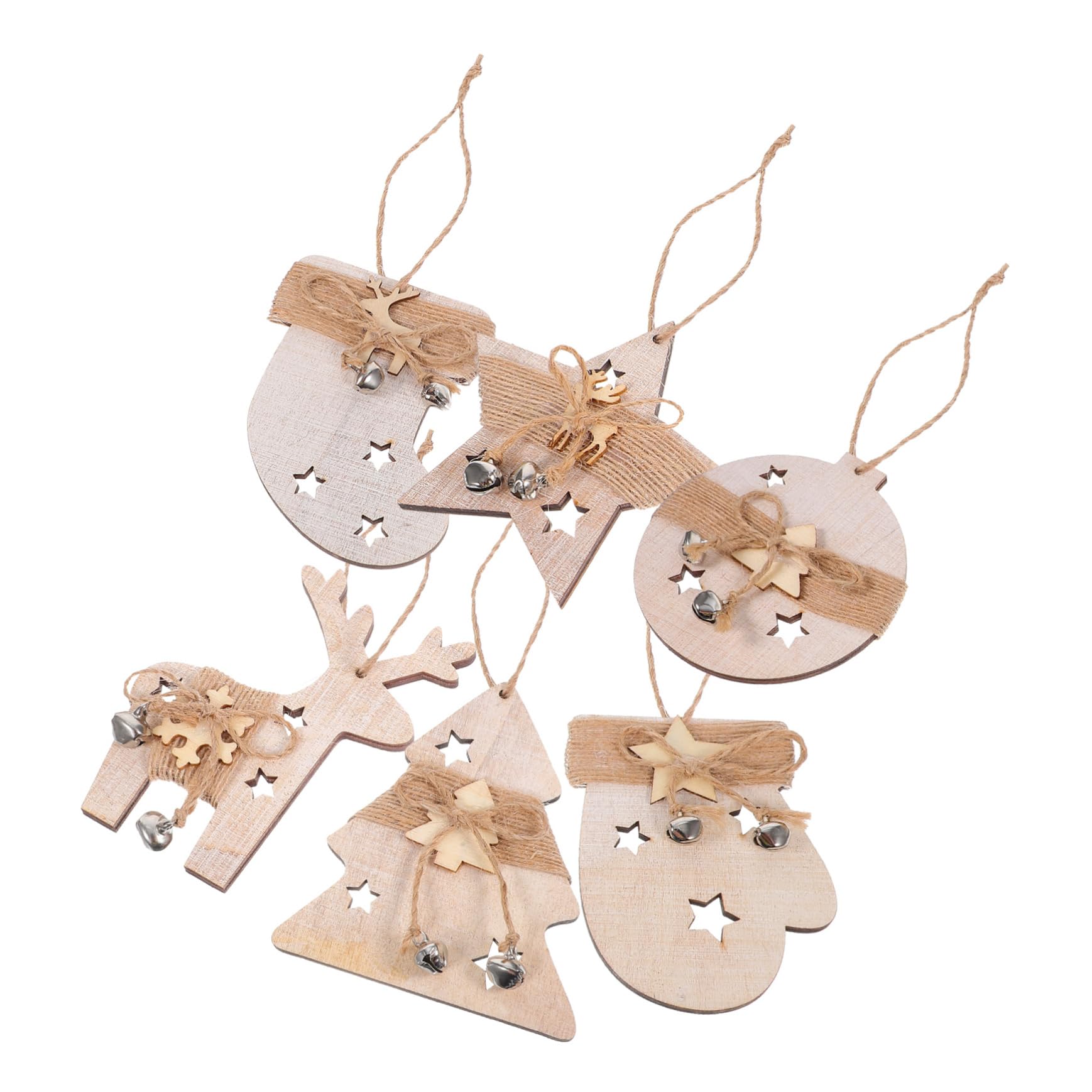 3 Juegos Navidad Colgante Decoración Navideña Guirnalda Accesorios De Fiesta Decoraciones Navideñas Madera 6 Piezas * 3