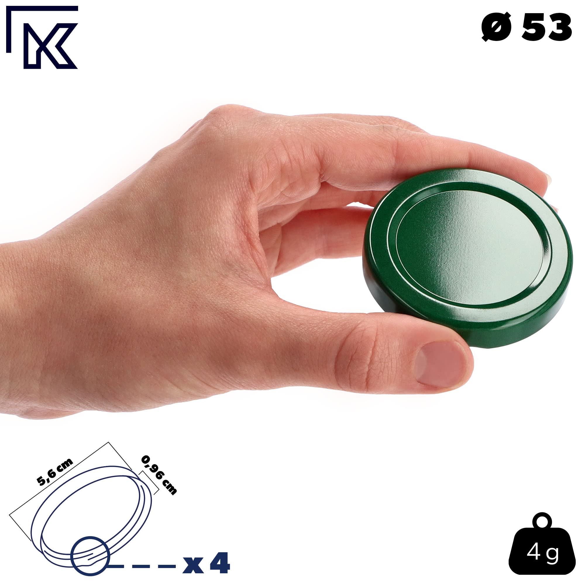 KADAX Lot de 200 couvercles Twist-Off Ø53 mm – Couvercles de Rechange en métal pour bocaux 115ml & Bouteilles de jus – Fermeture hermétique pour conserves, confitures & cornichons