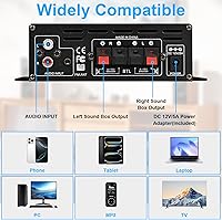 Vista 3 de Stereo Amplifier Home Audio Receiver AK-390,AMP Speaker Bluetooth 5.0 Amplifier 400W+400W 2 Channels with 12V/5A Power Amplifier HiFi Amplifier FM