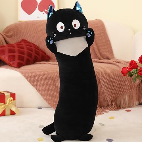 Miniatura 4 de MorisMos Almohada larga con cuerpo de gato, almohada de felpa de gato grande de 40 pulgadas para niñas y niños, almohada de peluche grande de gato