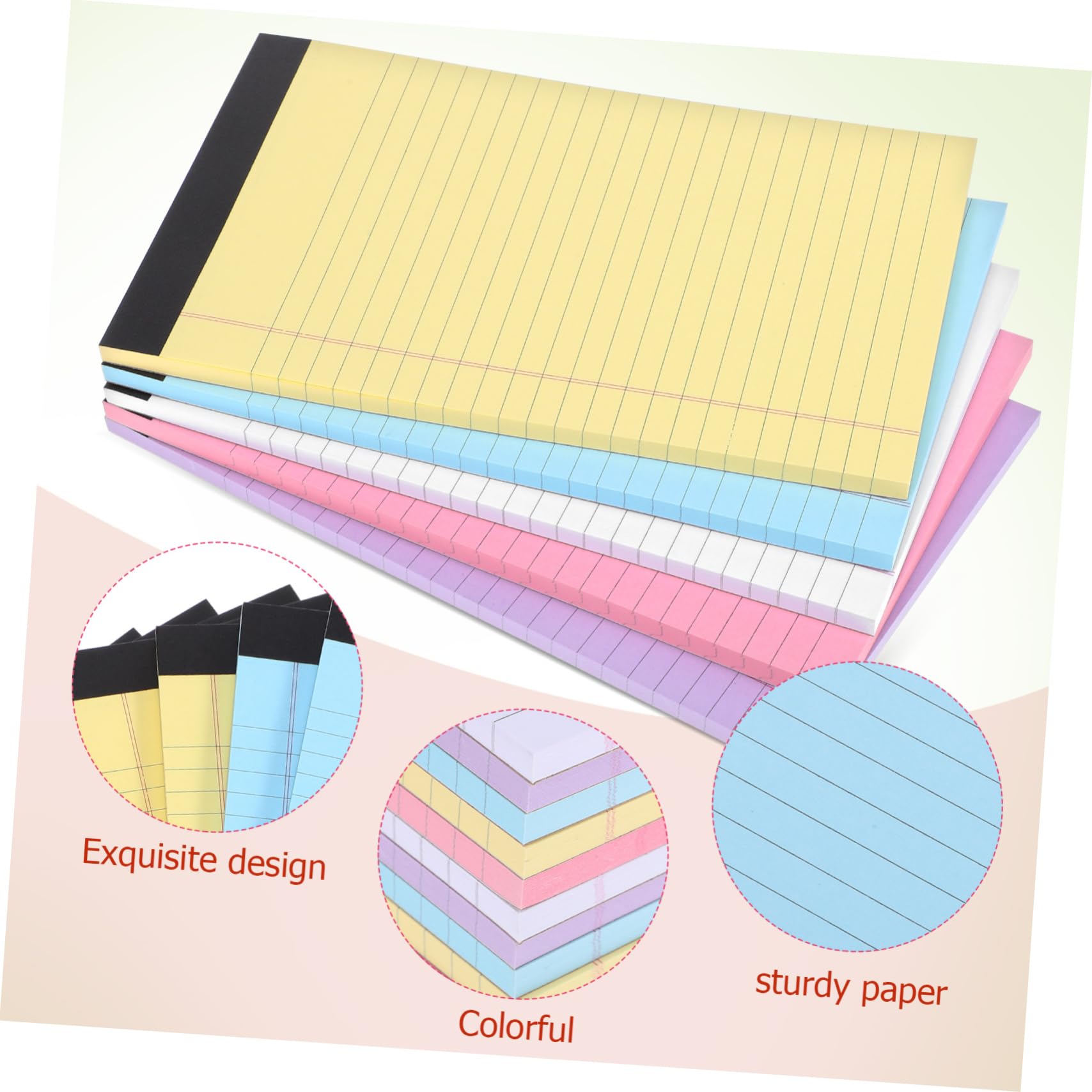 HOMSFOU 10 Stück-Pack Einschulung Deko Notizblock Liniert mit 50 Blatt pro Block Farbige Kleine Notizbücher aus Papier für Bürobedarf und Schreibtisch Notizblock