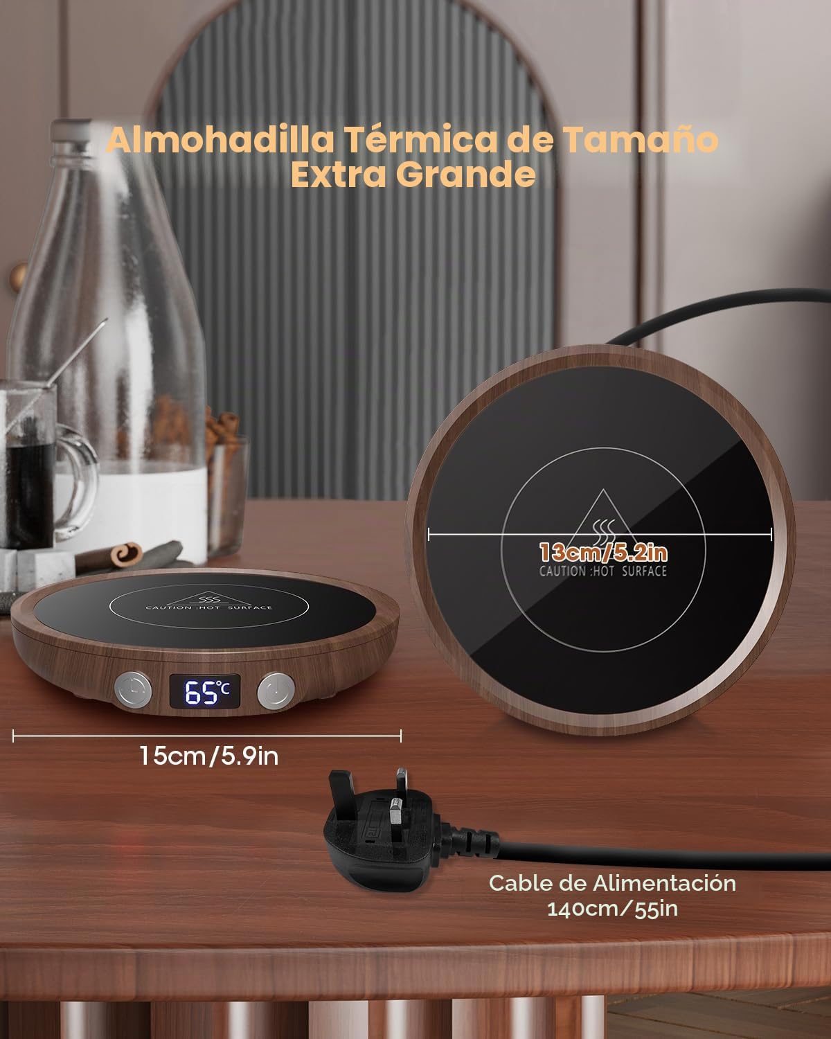Calentador de Tazas,MQFORU Calentador de Tazas de café,Calentador de Tazas con 3 ajustes de Temperatura,Temporizador de 2-12H Apagado automático de 4 Horas Placa calentadora de Velas