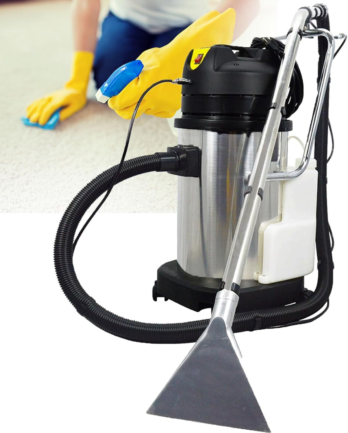 1034w Commercial Carpet Cleaning Machine, 2 in 1 Carpet Spraying Floor Brush Cleaner Extractor Vacuum Washing Machine, 2 Independent Water Tanks for Sewage and Clean Water 20L