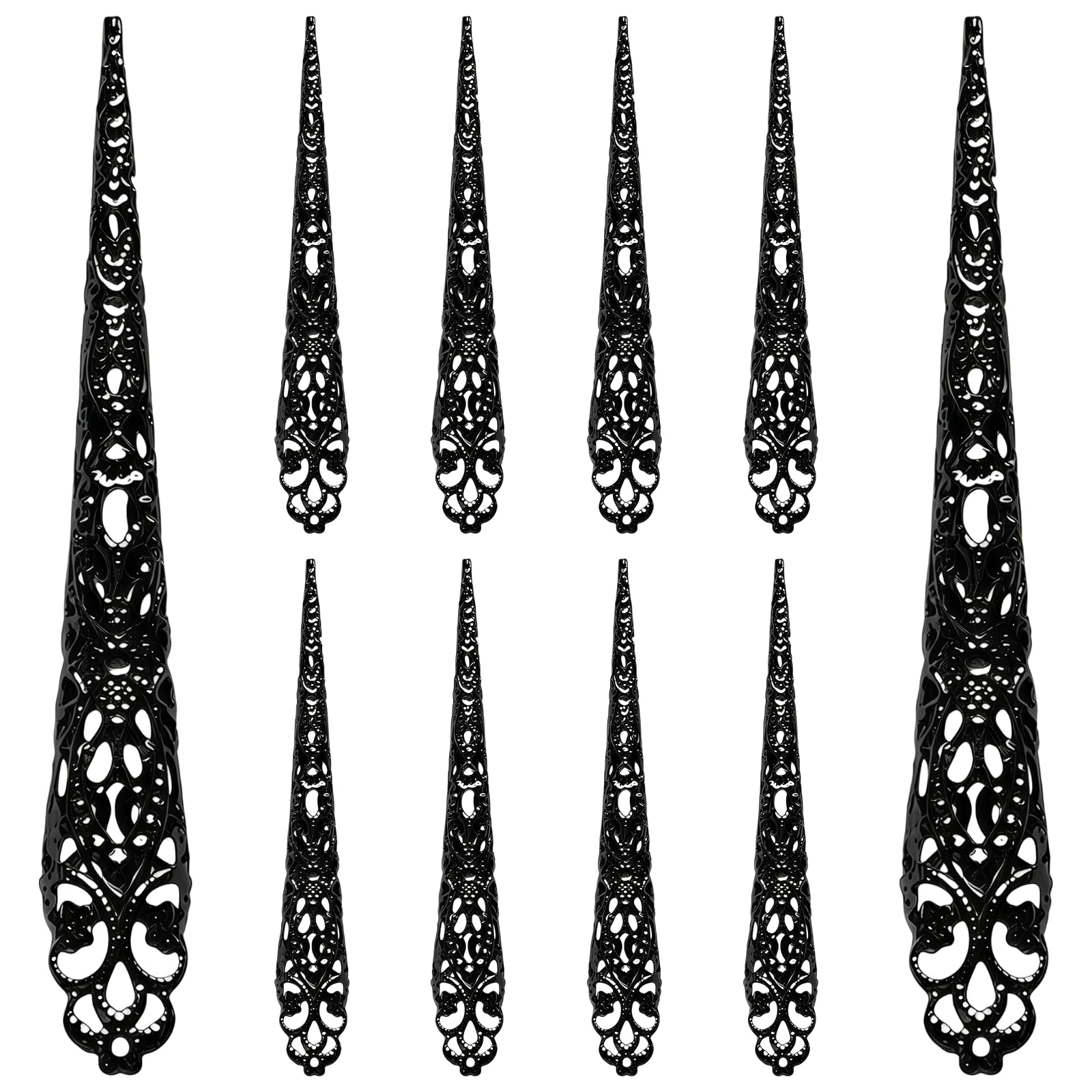 MFUOE 10PCS Halloween Finger Claws Finger Nail Tip Claw Rings Queen Fingertip Claw Nail Rings Decoration Accessory for Halloween Cosplay Costume Drama Dance Show