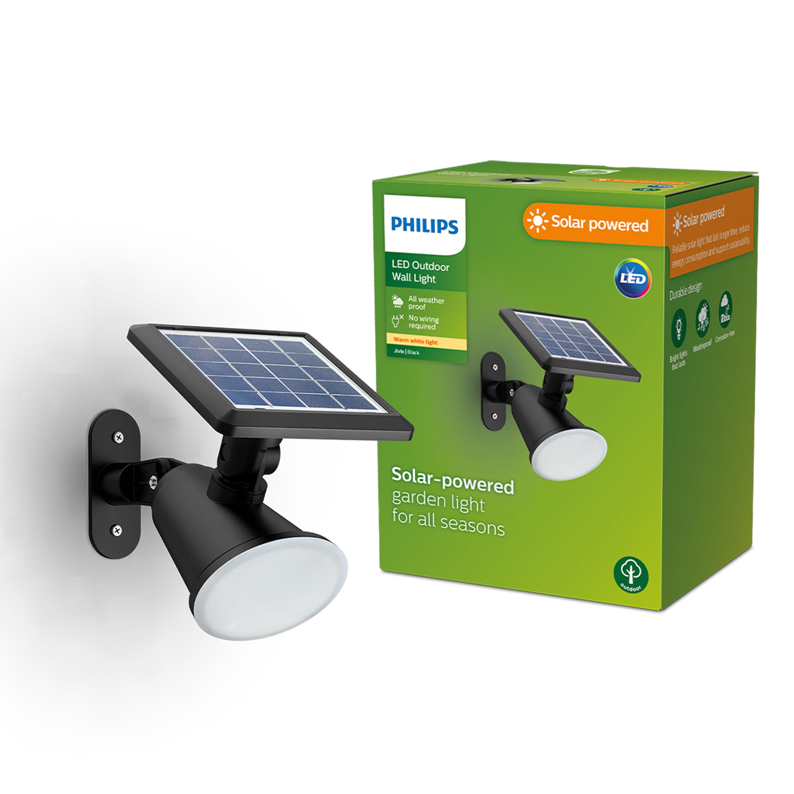 Philips Jivix Solar wandlamp - Zwart - Weerbestendig & geen bedrading