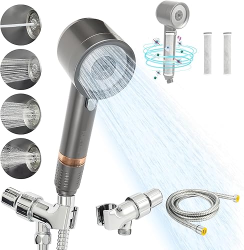 Shower Filter for Hard Water, High Pressure Water Softener for Shower Head with 2pcs Carbon Filter Remove Chlorine, Heavy Metals, Toxic Chemicals