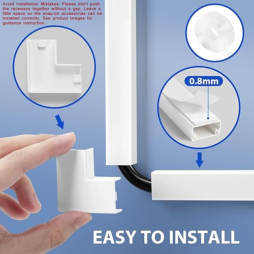 Miniatura 2 de Kit de pared para cubierta de cable, 157 pulgadas, cubiertas de alambre para cables, cable de TV para 1 cable grueso, protector de cable para TV de