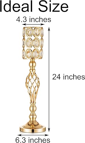 Miniatura 7 de Inweder Jarrones dorados para centros de mesa, 2 jarrones altos para centros de mesa con piedras brillantes, centros de mesa de boda para mesas,