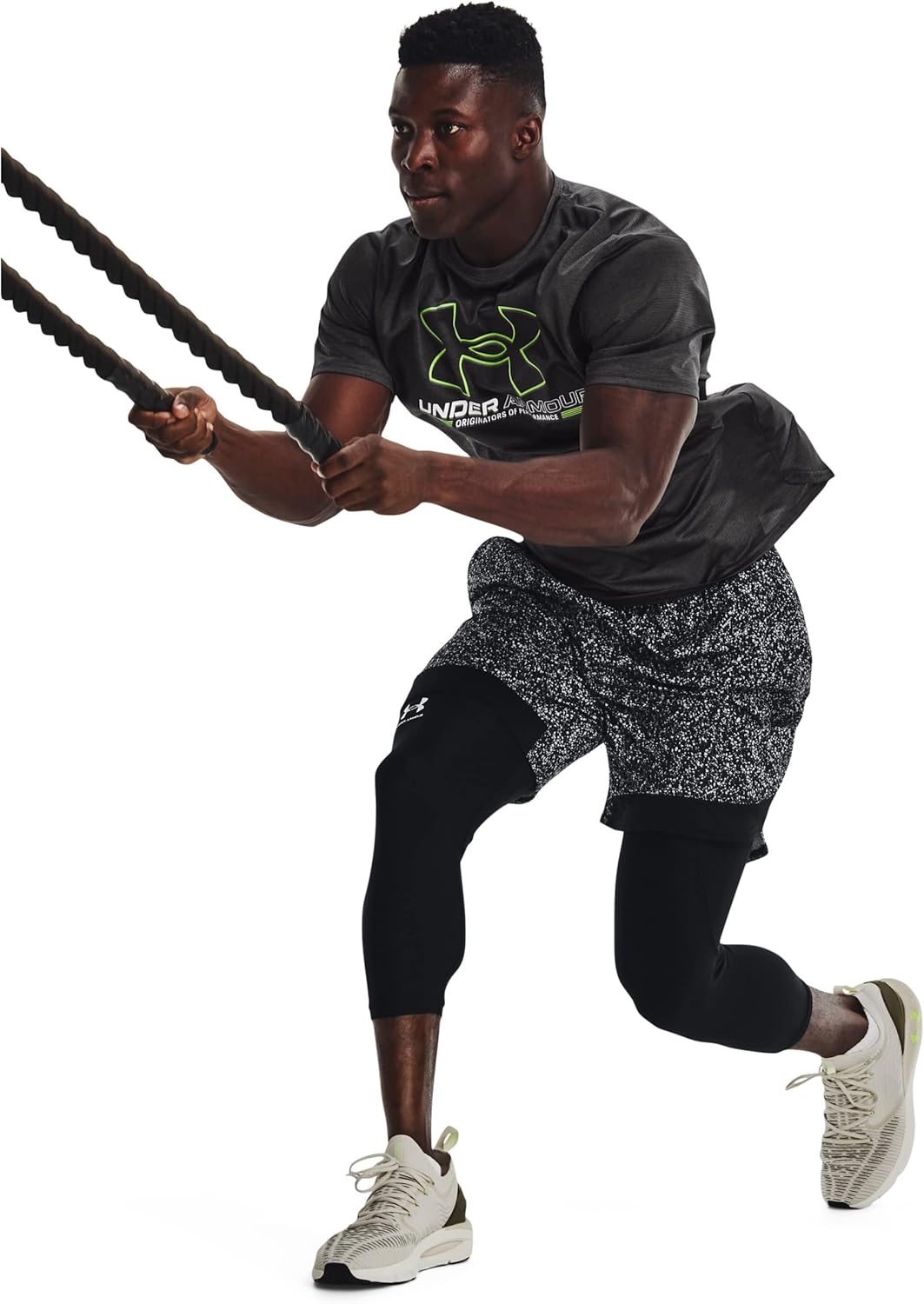 Under Armour Mens 9" Train Printed Shorts Loose Fit (as1, Alpha, m, Regular, Regular) Black/White