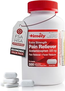 TIME-Cap Labs 500 Caplets Extra Strength Acetaminophen 500mg - Pain Reliever & Fever Reducer for Adults, Helps with Headaches, Backaches, Muscle Pain, Toothaches, Arthritis & Menstrual Cramps