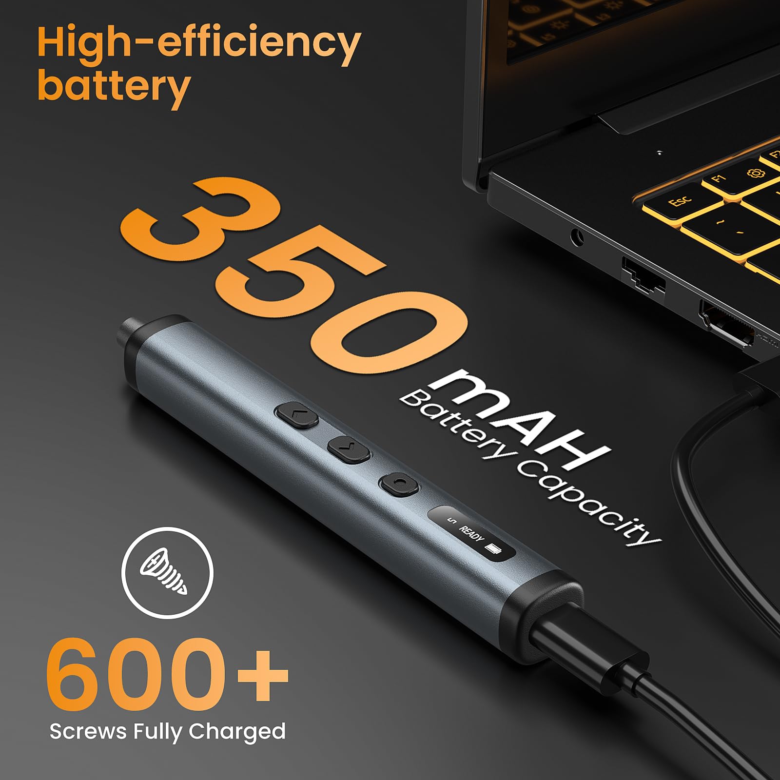 Mini destornillador eléctrico, juego de destornilladores de precisión de 78 piezas, equipado con una pantalla digital inteligente, 5 velocidades ajustables, cabeza magnética S2, adecuado para