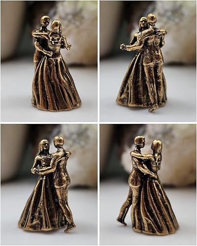 Miniatura 4 de Dancing Couple Miniature Sculpture Handcrafted Brass Collectible Elegant Free Standing Tabletop Figurine