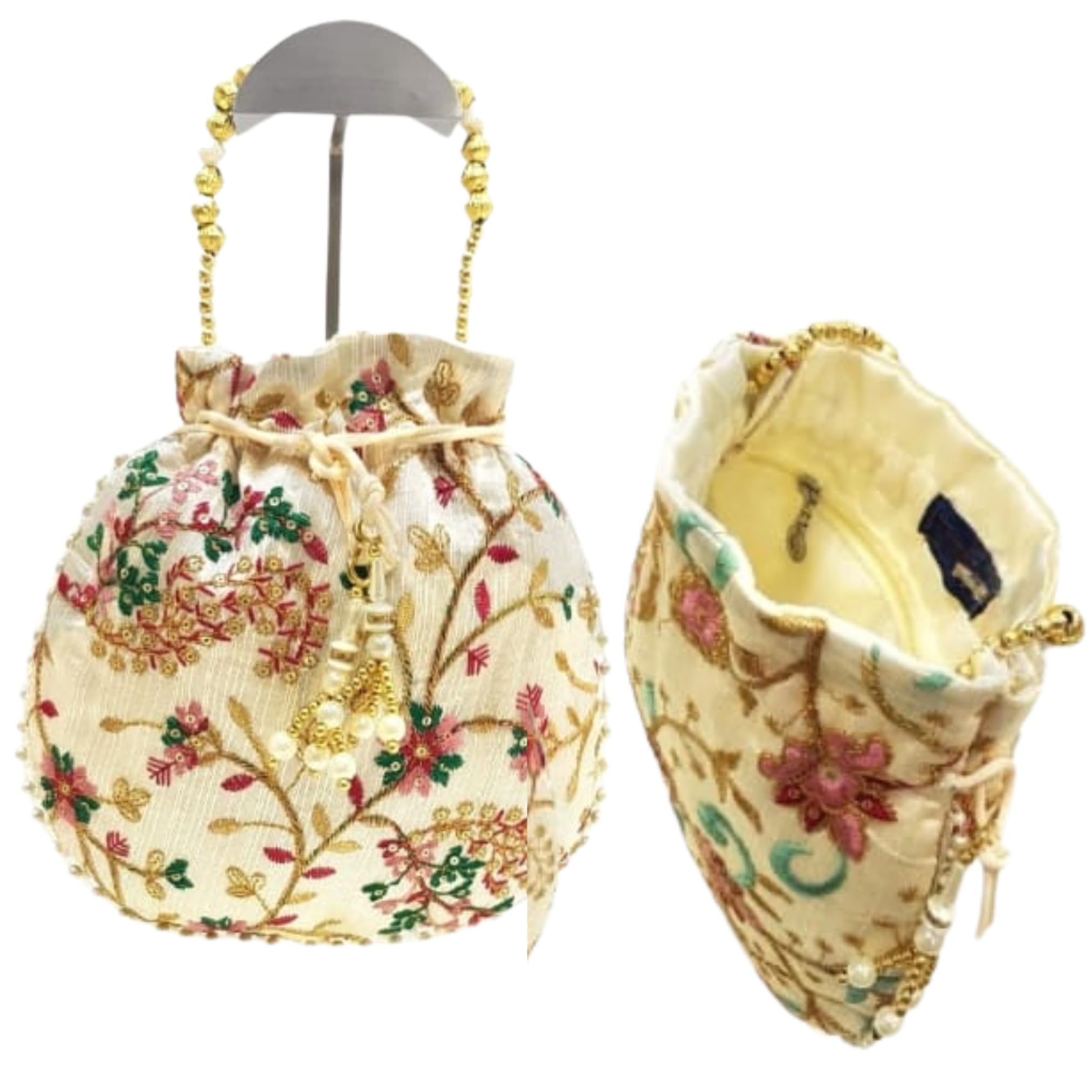 Ethnic Potli Bags For Return Gifts | Ethnic Handbags For Women | Carry Pouches Embroidered Bags| Handbag for Wedding Party (Color-Multicolor)-image-12